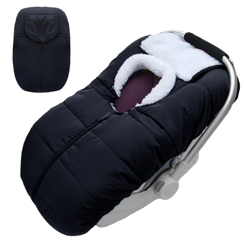 flower frail Winter Baby Car Seat Cover - Infant Carseat Bunting Bag Blanket Keep Baby Warm for Newborn Boys Girls- Cold Weather Insulated Windproof Carrier Canopy for Travel (Black) - Image 1